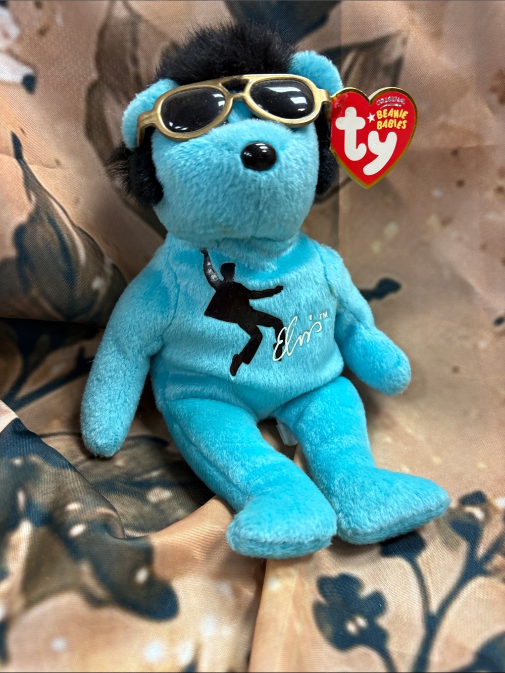 Ty Blue Elvis Bear with Sunglasses Plush